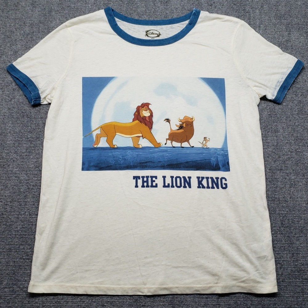 Disney The Lion King Graphic T-Shirt Adult XL White Blue Ringer Tee